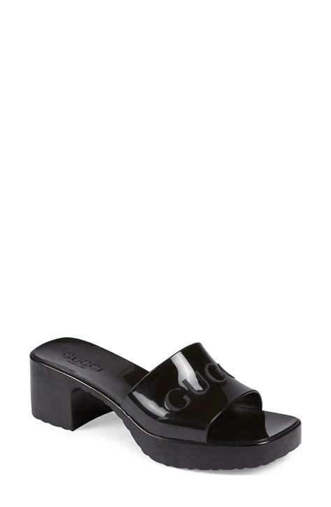 rubber logo platform slide sandal gucci